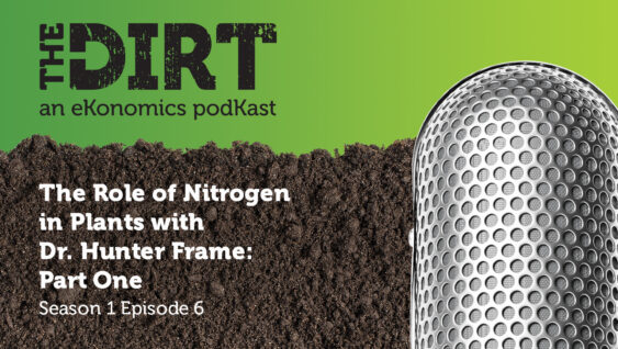 Promotional image for The Dirt PodKast featuring a microphone, with text 'The Role of Nitrogen in Plants, Season 1 Episode 6'