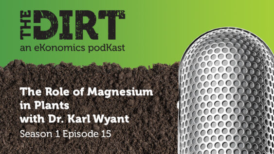Promotional image for The Dirt PodKast featuring a microphone, with text 'The Role of Magnesium in Plants, Season 1 Episode 15'