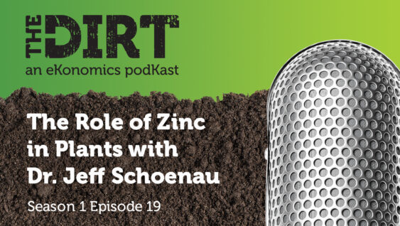 Promotional image for The Dirt PodKast featuring a microphone, with text 'The Role of Zinc in Plants, Season 1 Episode 19'