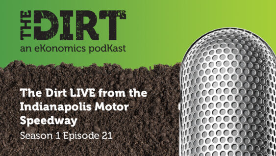 Promotional image for The Dirt PodKast featuring a microphone, with text 'The Dirt LIVE From the Indianapolis Motor Speedway, Season 1 Episode 21'