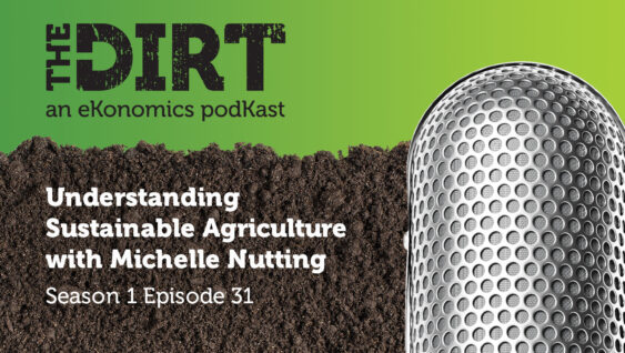 Promotional image for The Dirt PodKast featuring a microphone, with text 'Understanding Sustainable Agriculture, Season 1 Episode 31'