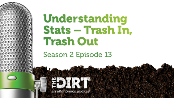 Promotional image for The Dirt PodKast featuring a microphone, with text 'Understanding Stats - Trash In, Trash Out, Season 2 Episode 13'