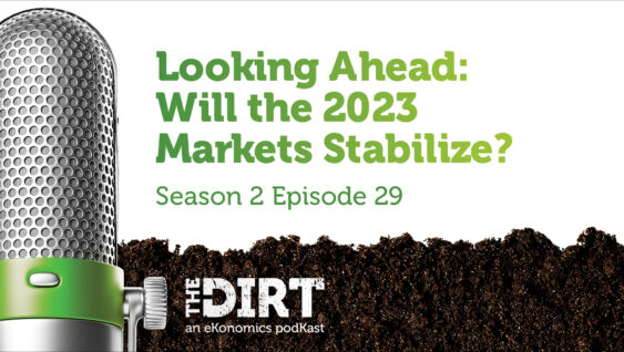 Promotional image for The Dirt PodKast featuring a microphone, with text 'Looking Ahead: Will the 2023 Markets Stabilize?, Season 2 Episode 29'