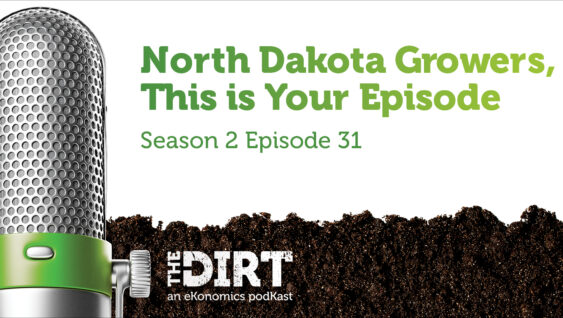 Promotional image for The Dirt PodKast featuring a microphone, with text 'North Dakota Growers, This is Your Episode, Season 2 Episode 31'