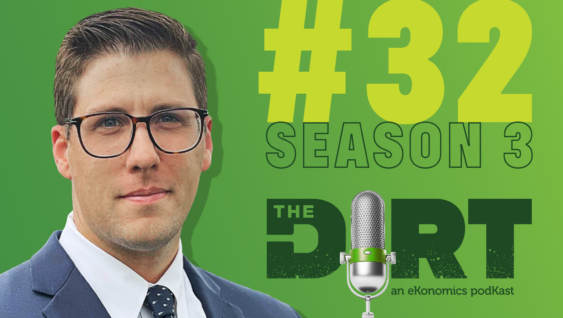 Promotional image for The Dirt PodKast with text 'Season 3 Episode 32'