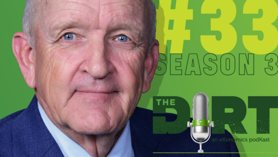 Promotional image for The Dirt PodKast with text 'Season 3 Episode 33'